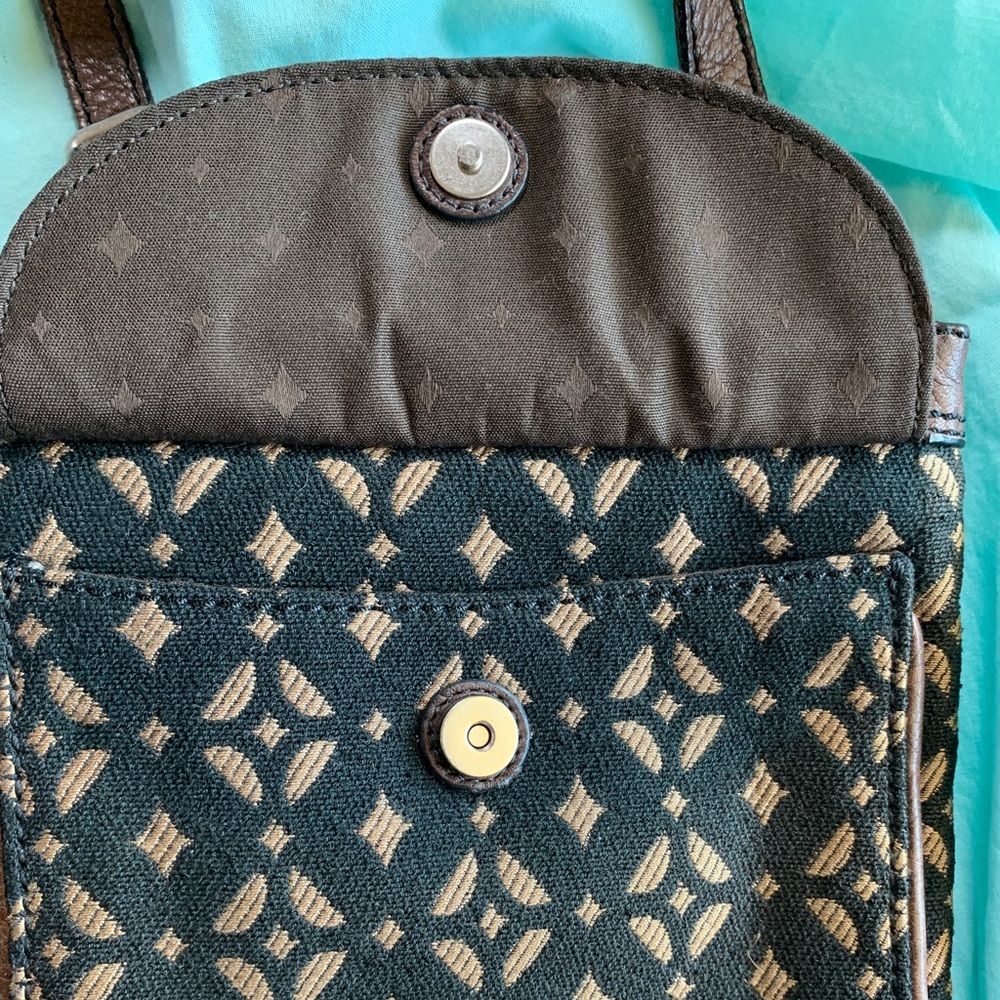 Fossil Crossbody Leather And Canvas Bag - image 2